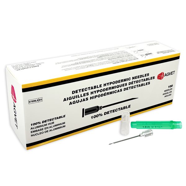 Aiguilles détectables SYRVET AH 18 g x 1.5" bte / 100
