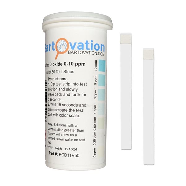 Chlorine Dioxide Test Strips 0-10 ppm, pk / 50