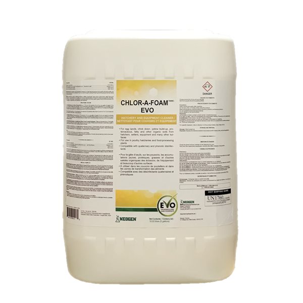 Chlor-A-Foam EVO nettoyant d'écloserie et équipement 18.9 L
