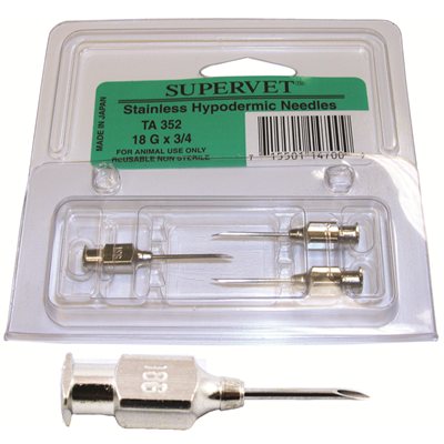 Aiguilles en acier inox. SYRVET 18 g x 1 bte / 3