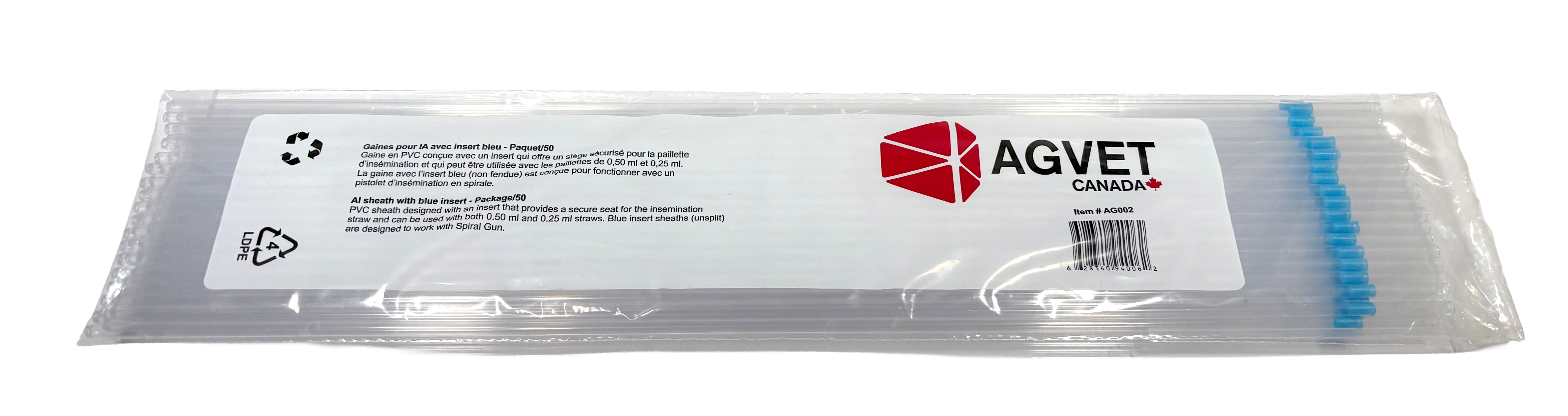 Gaines pour IA avec insert bleu, emb / 50